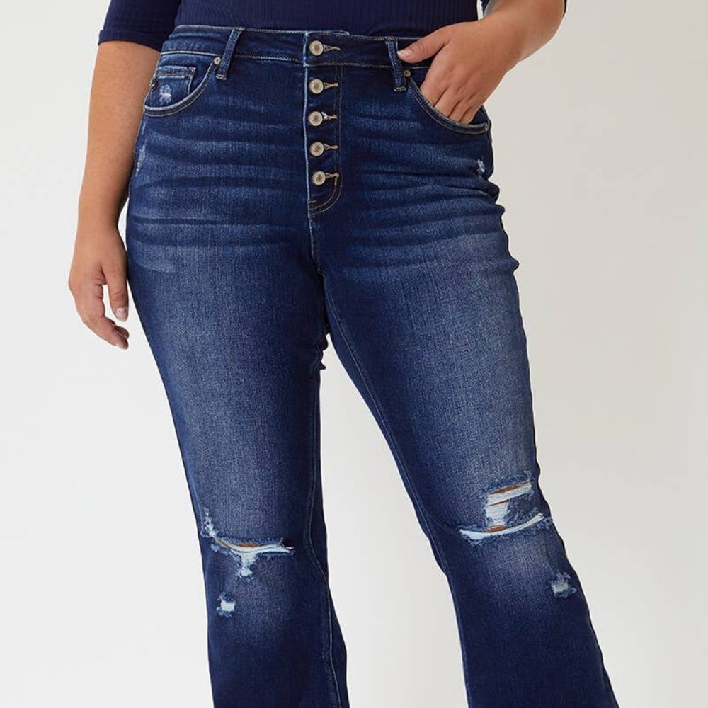 Women's Plus Size Flare Leg High Rise Jeans